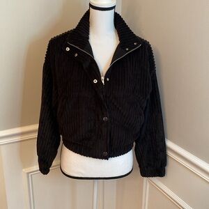 Black Ribbed Bomber Jacket Size Medium